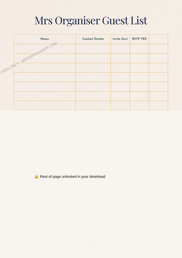 Guest List preview - partial view, full page unlocked on purchase