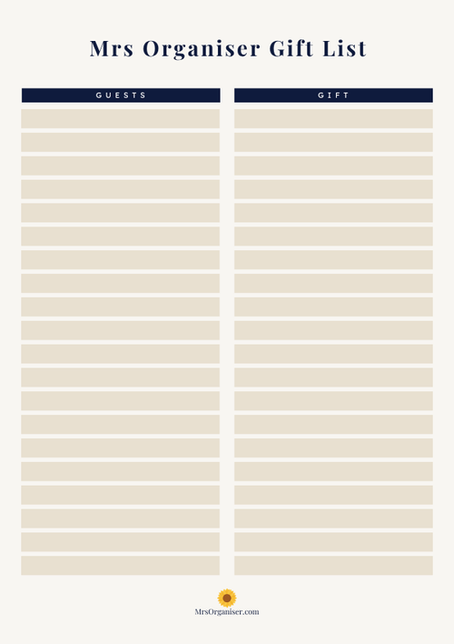 Gift List preview page